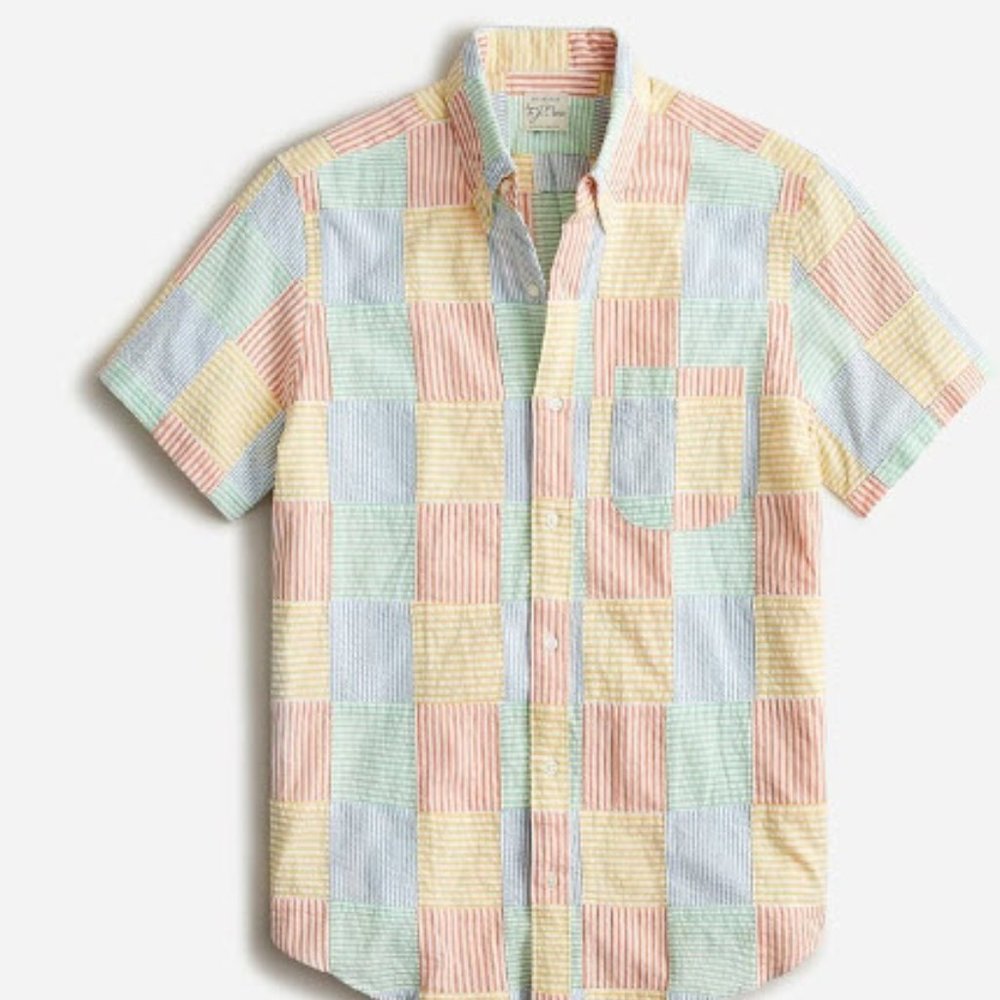 J. Crew Short-sleeve Cotton yarn-dyed seersucker shirt - XXL Tall